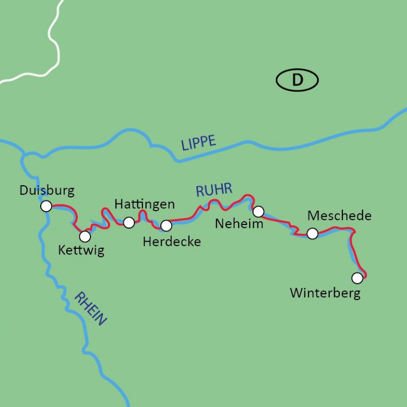 map Ruhr valley bike path