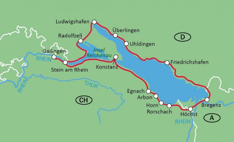 Karte Bodensee Rundfahrt