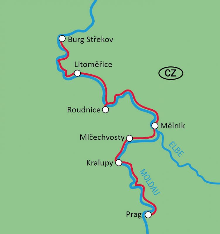 Karte Elbe/Moldau